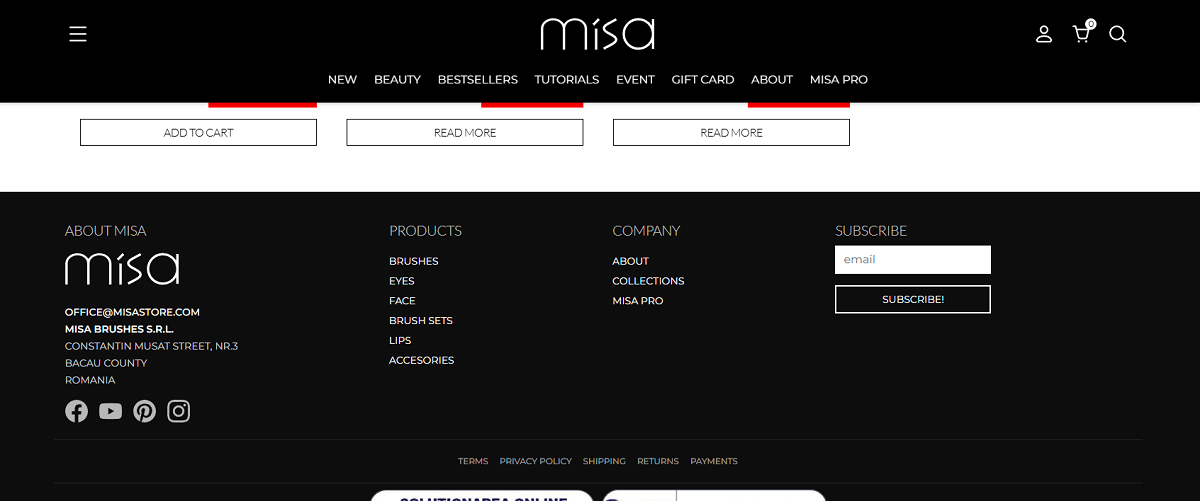 Misa store website