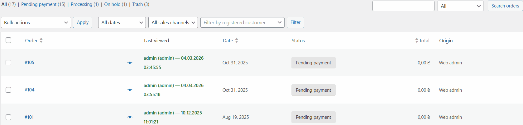 order user last viewed plugin