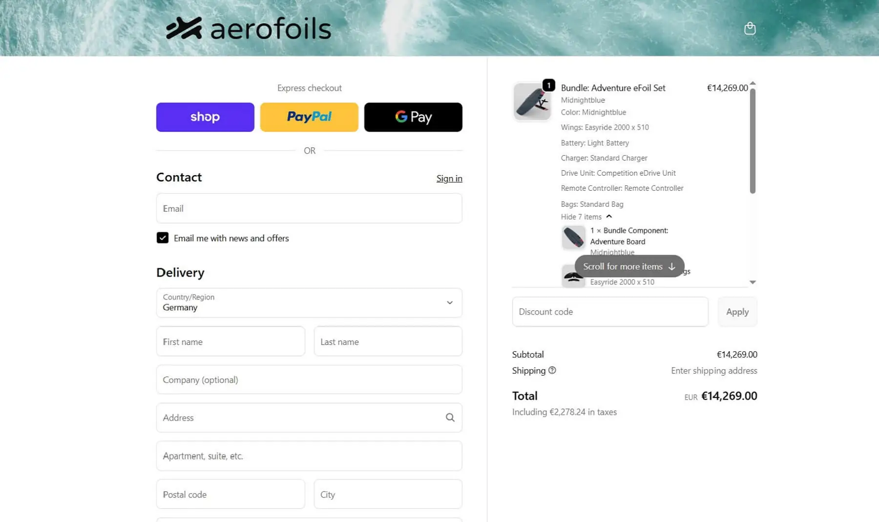 Advanced Shopify Web Development for Aerofoils GmbH